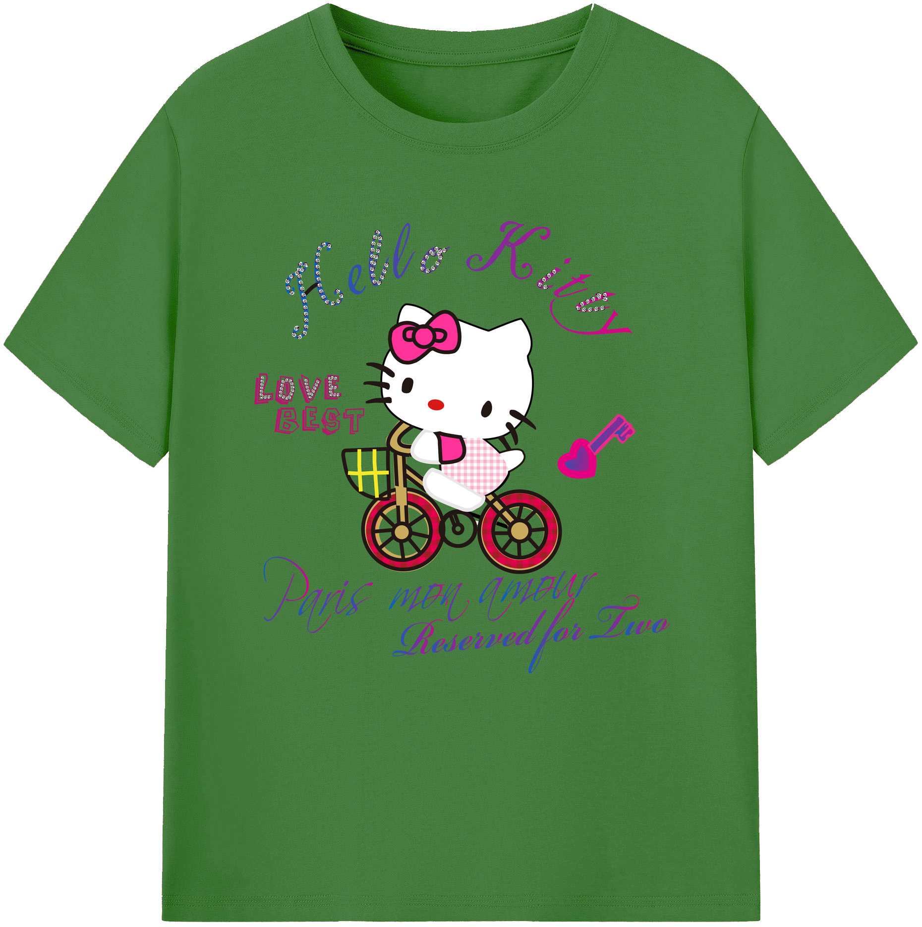 （画像用） Hello Kitty ハローキティ レディースカジュアルプリントTシャツ（綿100％）